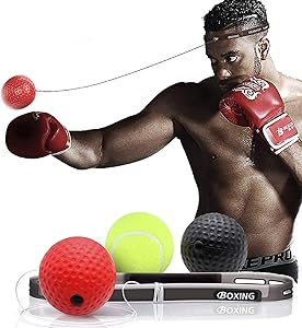 Funpkin Boxing Reflex Ball - 3 Difficulty Level Reaction Balls with Headband, Fight Ball for Improve Speed Reactions and Hand Eye Coordination, Home Sports for Boxing, Combat Sports Training, Fitness