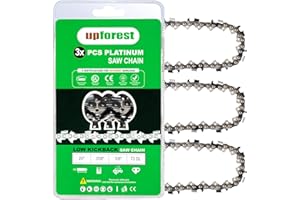 Upforest 3 Pack Full Chisel Chainsaw Chain 20 Inch .058 Gauge, 3/8 Pitch,72 DL Fit for Husqvarna 455 Rancher Makita DCS6401 Jonsered 2055(73YL72X3)