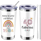 WFSJRED 40th Birthday Gifts for Women, Men - 40th Birthday Decorations 1974 Vintage Tumbler, 40 Years Old Birthday Gifts For Women Men Unique Tumbler 20 oz (40 Birthday)