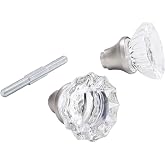 Crystal Glass Door Knobs Interior with Spindle, Brushed Nickel, 1 Pack | Vintage Door Knobs for Replacement Broken Antique Mortise Lock, Old Style Interior Door