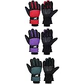 Bencailor 3 Pairs Kids Winter Gloves Waterproof Snow Ski Gloves Warm Windproof Adjustable Mittens for Boy Girl Outdoor