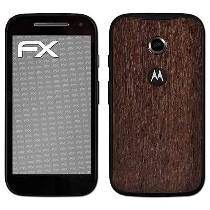 atFolix Skin kompatibel mit Motorola Moto E 2. Generation 2015, Designfolie Sticker (FX-Wood-Teak), Holz-Struktur/Holz-Folie