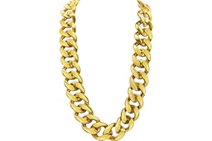 Kackaidi Men’s Chunky Necklace, Hip Hop Rapper Fake Gold Chain, 80s 90s Chunky Rapper Necklace for Halloween Costume Accessory(31.5 Inches x 1.37 Inches)