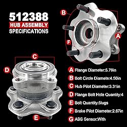 Pair 512388 Rear Wheel Bearing Hub Assembly