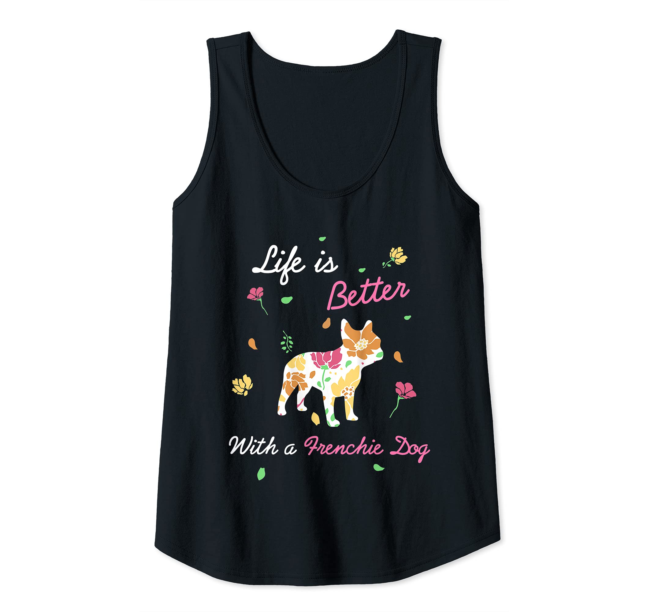 Womens French Bulldog - Cute Girlie heart pink dog mom Frenchie Tank Top