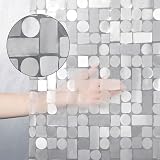 WELTRXE EVA Shower Curtain 183x183cm Mould Proof Magnet Hem Geometric view 7