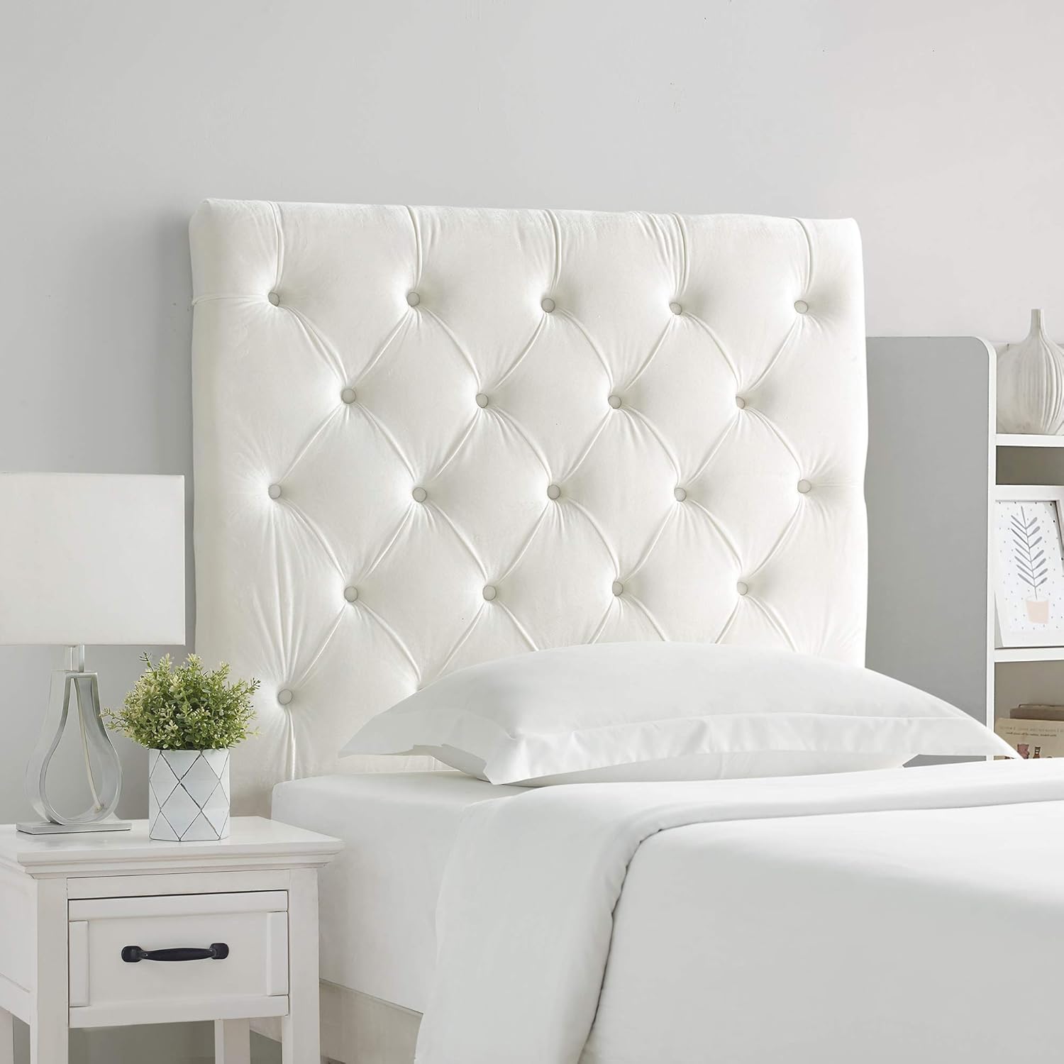 amazon com tufted velvet plush college dorm headboard white