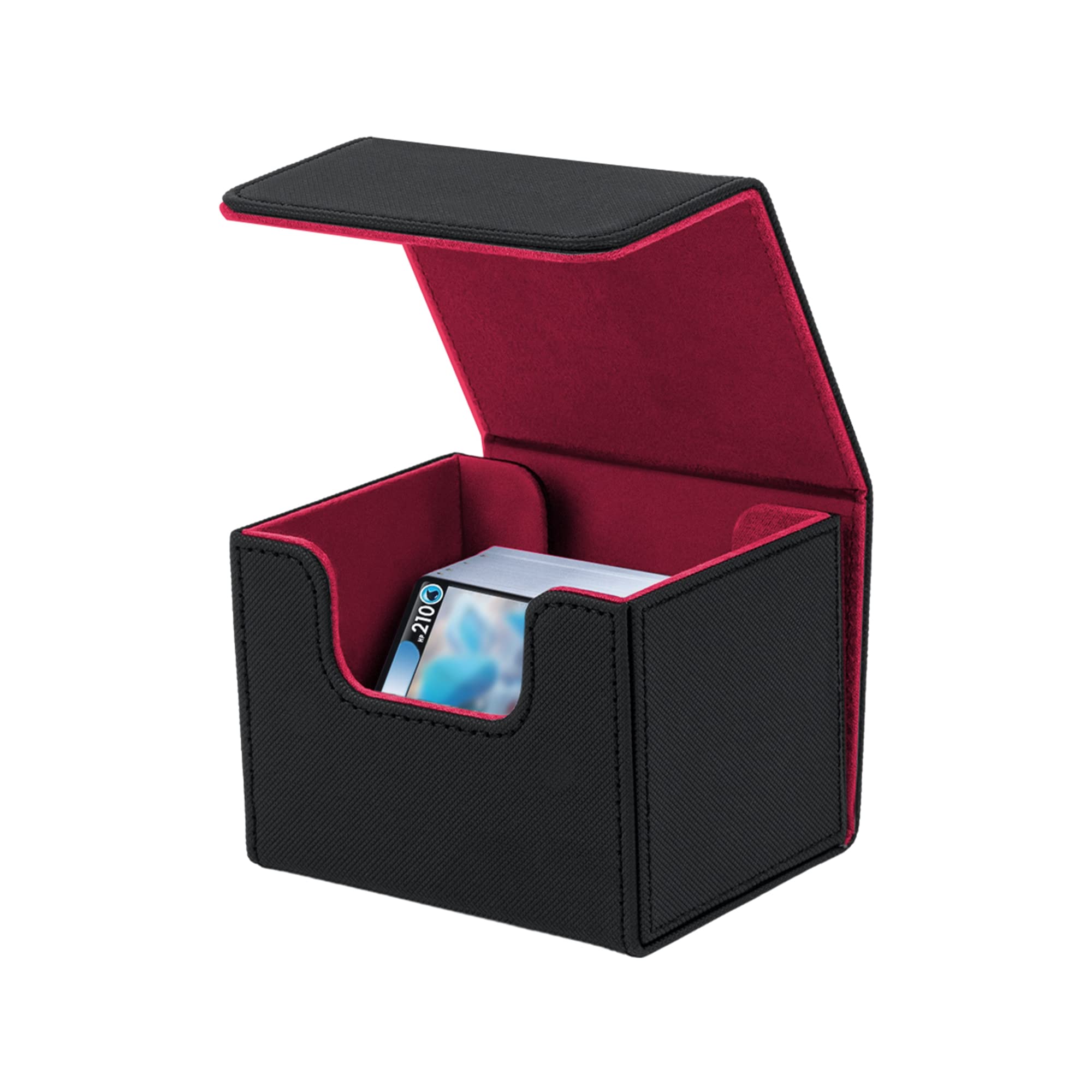 Mcbazel Classic Elegant Deck Box for MTG Cards, Fits 100+ Single Sleeved Cards, Black&Red