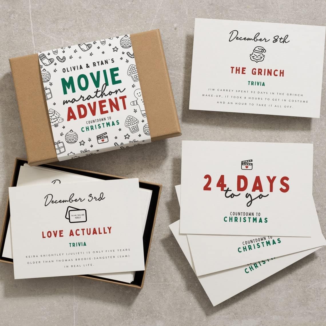 Advent Calendars - Christmas Advent Calendar,Christmas Countdown Calendar,Advent Calendar Contains 24 Christmas Cards,Christmas Calendar Card with Christmas Movie Names and Some Fun Trivia (Film Christmas Calendar)