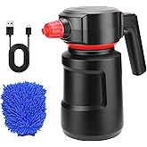 Sylvonette Electric Foam Sprayer - 2L Car Wash Sprayer with USB Rechargeable Battery, Cordless, Portable, Black