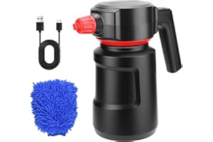 Sylvonette Electric Foam Sprayer - 2L Car Wash Sprayer with USB Rechargeable Battery, Cordless, Portable, Black