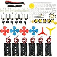 EUDAX 6 Set Rectangular Mini Electric 1.5-3V 24000RPM DC Motor with 84 Pcs Plastic Gears,Electronic Wire, 2 x AA Battery Hold