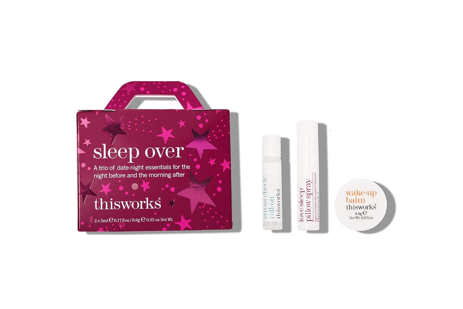 thisworks Sleep Over Gift Set stress check rollon, love sleep pillow