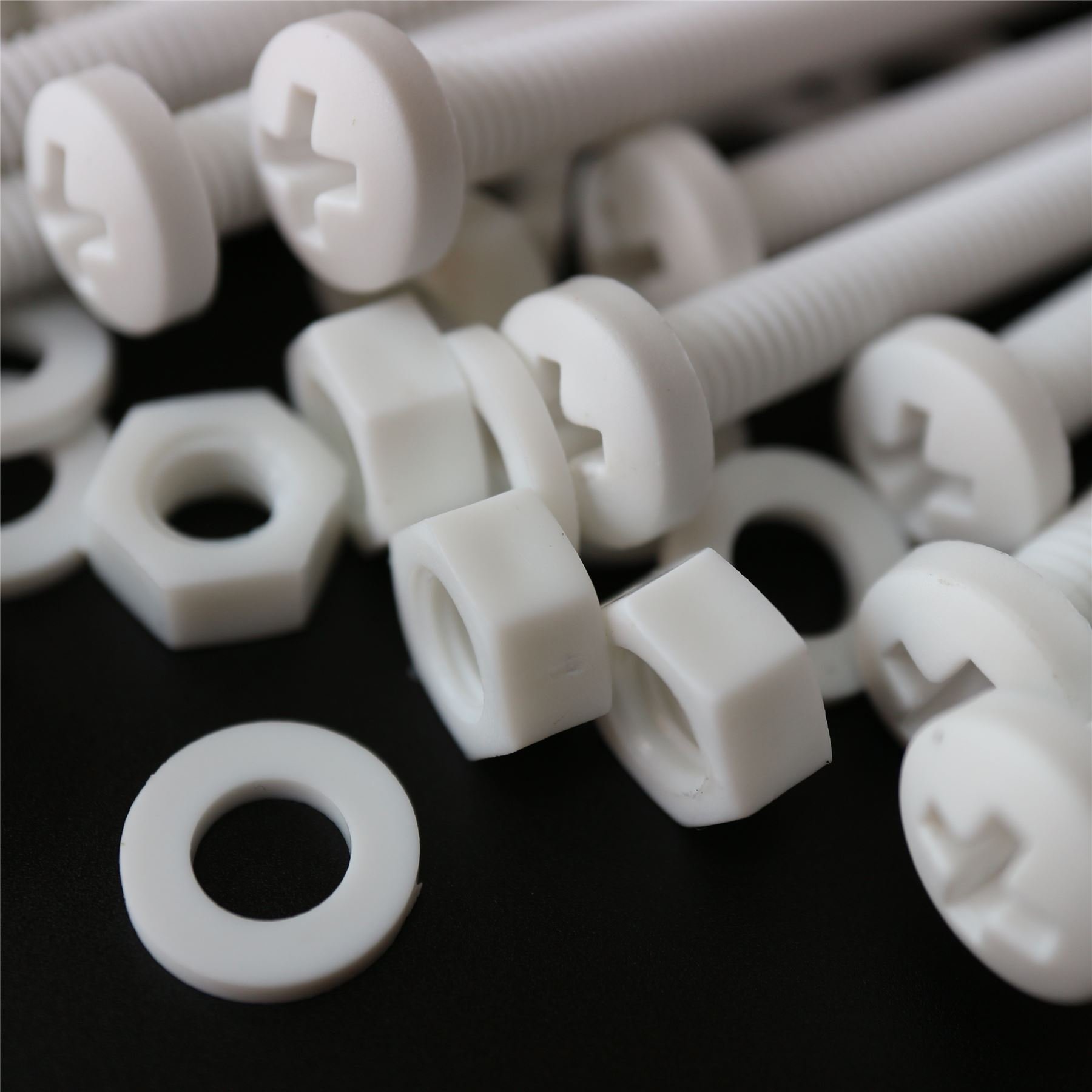 20 x White Pan Head Screws Polypropylene (PP) Plastic Nuts and Bolts, Washers, M6 x 60mm