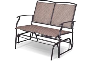 Happygrill Outdoor Swing Glider Loveseat Chair for Backyard Garden Rocking Seating Patio Bench with Powder Coated Steel Frame