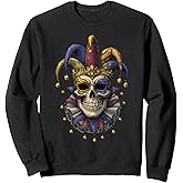 Sugar Skull Carnival Mask Jester Hat Mardi Gras 2025 Men Boy Sweatshirt
