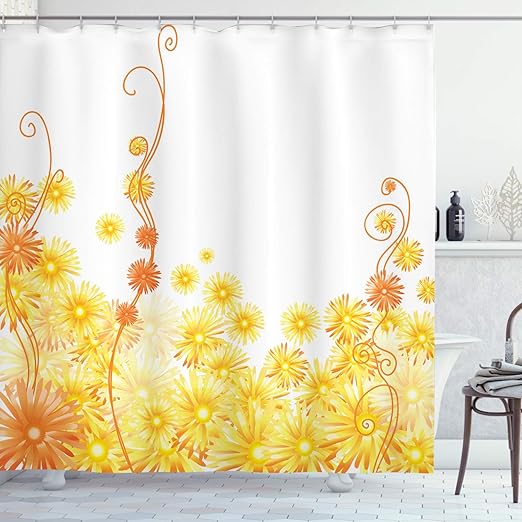 Amazon Com Ambesonne Yellow Decor Collection Curling Golden