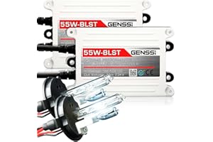 Genssi H4 9003 55W AC HID Bundle with (1 Pair) Slim Ballast and (1 Pair) Xenon Bulb with Halogen High (6000K Diamond White)