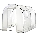 Abba Patio Walk in 8'L x 6'W x 6.6'H Greenhouse Fully Enclosed with Windows, White