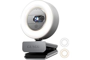 GUSGU G910 2K Quad HD Webcam for PC, with Microphone & Light & Privacy Cover, Web Camera for Desktop Computer/Laptop/MacBook, USB Streaming Camera