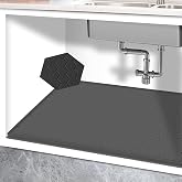 25&ldquo; x 19&ldquo; Waterproof Under Sink Mat for Bathroom,Kitchen,Pet Feeding Mat | Silicone Cabinet Liner Shelf Protector Organizer,Leaks Flexible Drip Tray- Holds 3.5 Gallons - Dark Gray