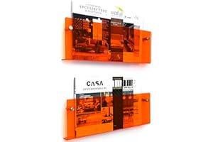 XOHYW 2 Pack Orange Acrylic Magazine Holder, Wall Mount Hanging Bookshelf Literature Storage Rack, Brochure File Display Shelf for Waiting Room, Living Room, Office, Home