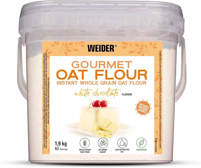 Oat Gourmet Harina de Avena Integral, Fuente de Proteína con Bajo Contenido en Azúcares, Sabor Chocolate Blanco, 1.9 Kg