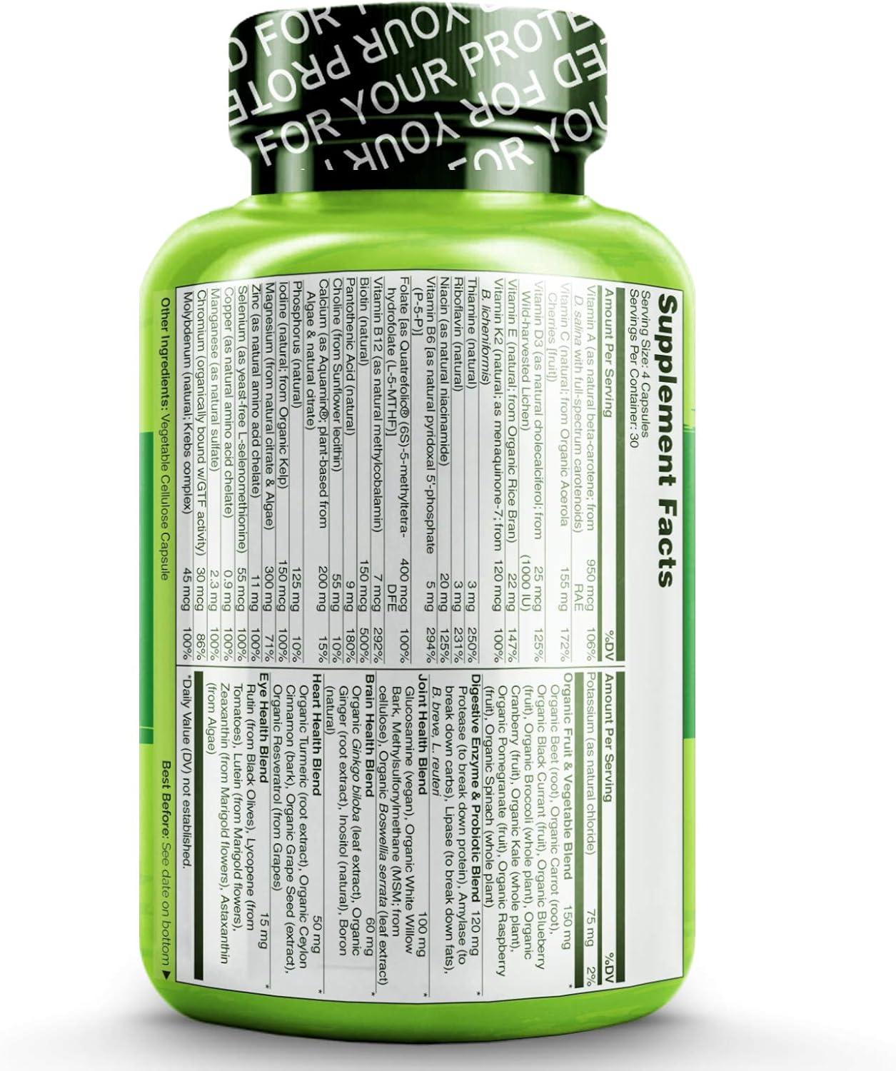 NATURELO Whole Food Multivitamin for Women 50+ (Iron Free) Natural