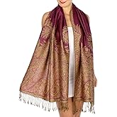 SERENITA Pashmina Scarf for Women Large Cashmere feel Big Paisley Rave Shawl Wraps, Soft Scarves Travel Accessories