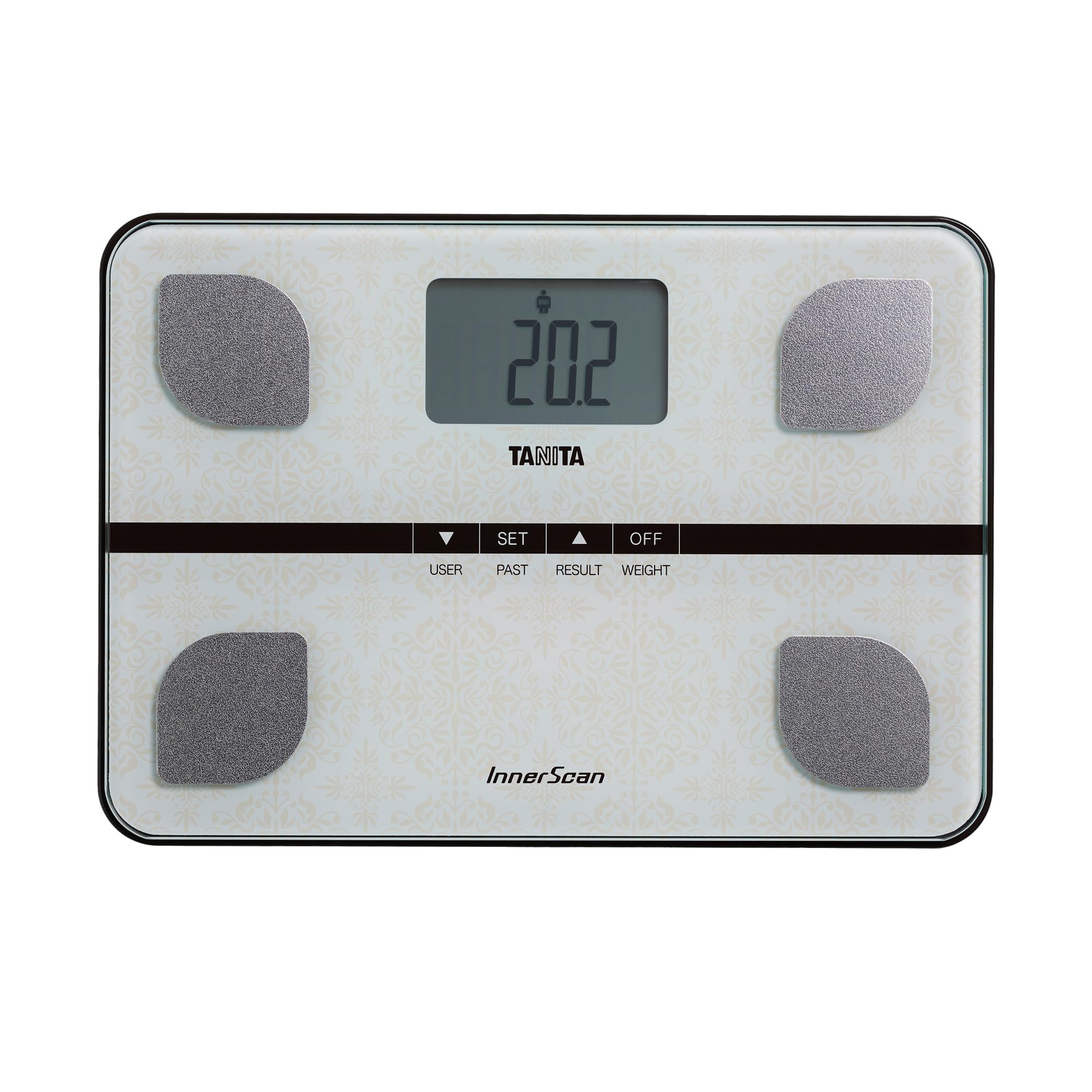 Tanita BC-732 Compact Family Body Composition Scale, Glass Weighing Scales Body Weight Monitor, Accurate Weight Scale & Body Scales, Off White Paisley
