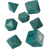 Q-Workshop RuneQuest Turquoise &amp; Gold Dice Set 7, Dice Set | Dice Set, 1+ players, Ages 14+, RuneQuest line, Q-Workshop