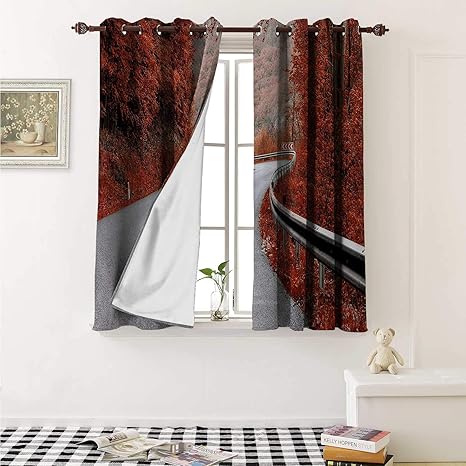 Amazon Com Fall Customized Curtains Dreamy Asphalt Road With Mid