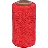 Waxed Thread 284 Yards 150D 0.8MM Leather Sewing Waxed Thread for Shoes Repairing Bookbinding Leather Craft DIY (Red)