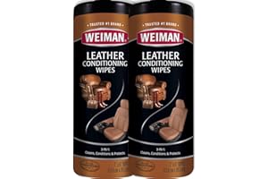 Weiman Leather Wipes - 2 Pack - Clean Condition UV Protection Help Prevent Cracking or Fading of Leather Furniture, Car Seats & Interior, Shoes and More