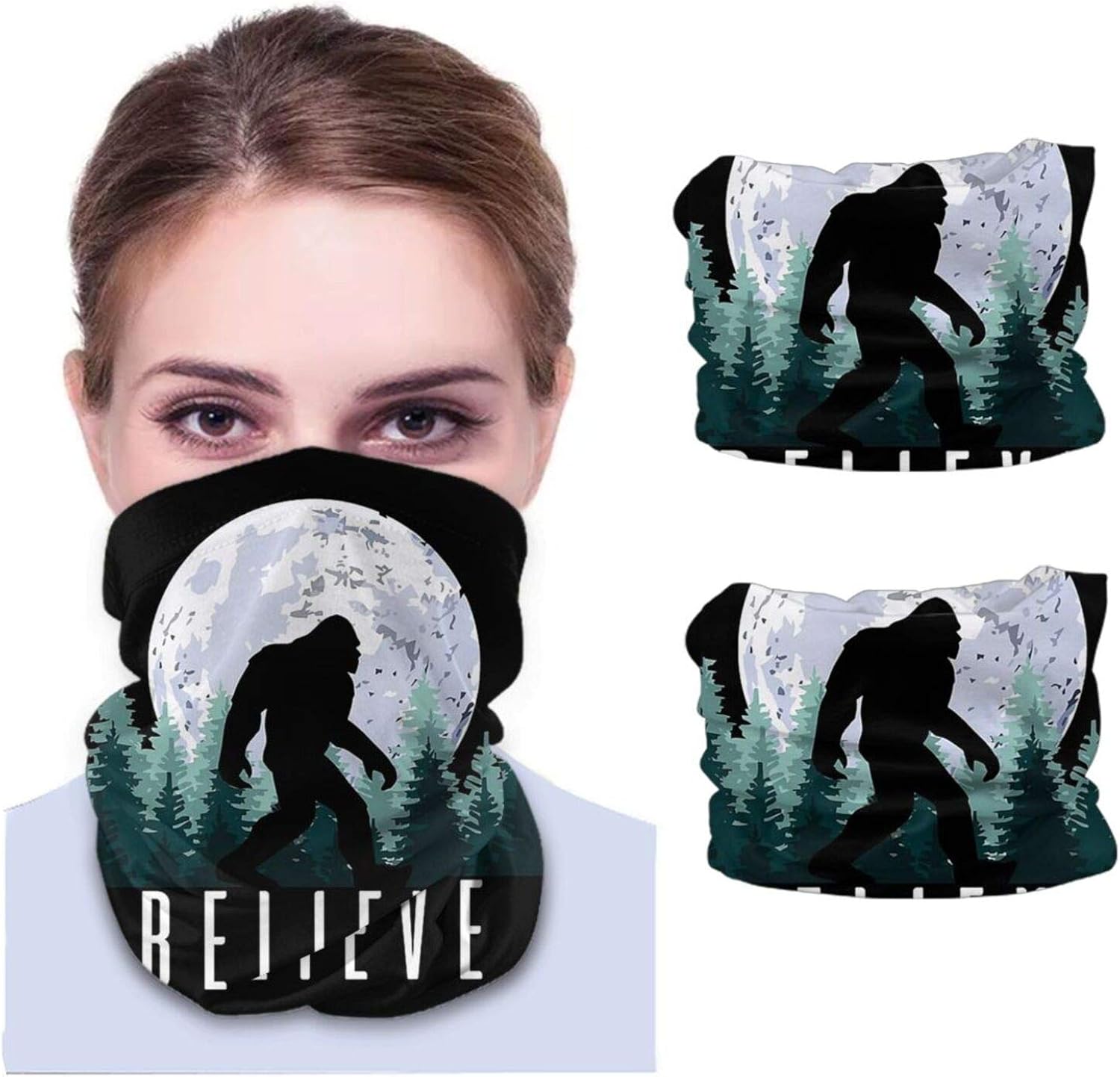 2pc Believe Bigfoot Cloth Mask S for Women，Washable