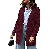 BTFBM Fall Fashion 2025 Chunky Cardigan Sweaters for Women Winter Open Front Cable Knit Button Long Cardigans Outerwear
