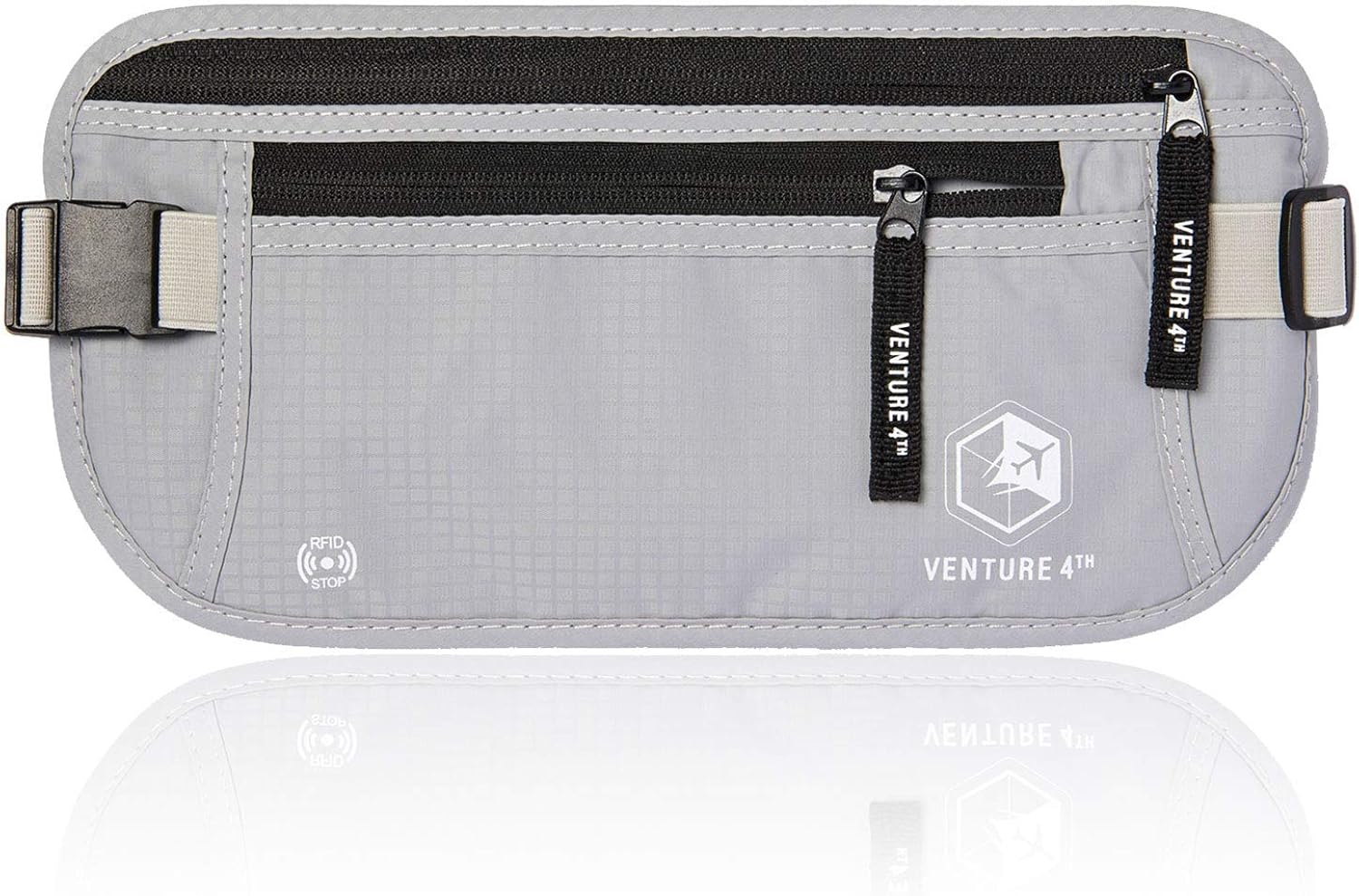  | VENTURE 4TH Travel Money Belt RFID Blocking Hidden Waist Stash (Silver) | Travel Wallets