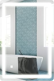 COSTWAY Espejo con Iluminación LED de Baño Espejo de Pared con Luz para Mauillaje Afeitado (100 x 60 cm) 