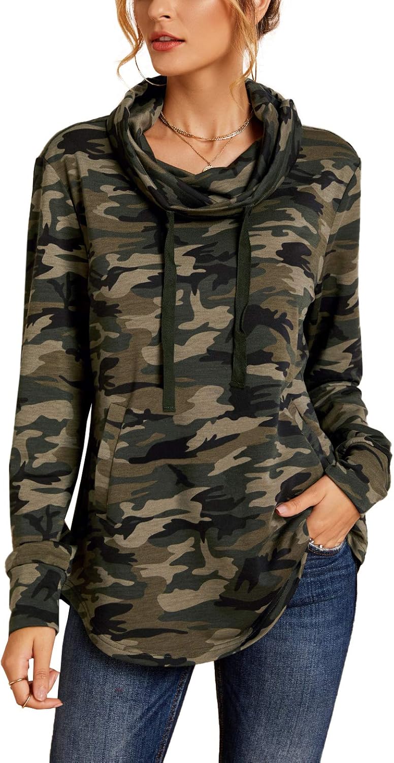 camo cowl neck sweatshirt