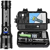 KEPEAK Flashlight High Lumens Rechargeable, 10000 Lumens LED Flash Light, Tactical Handheld Flashlights Super Bright, Zoomabl