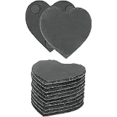 uxcell 12 Pcs Slate Drink Coasters, 4 Inch Black Slate Stone Coasters with Anti-Scratch Bottom, Bar Coasters Cup Coaster for Home Office Kitchen Apartment Bar, Heart Shape