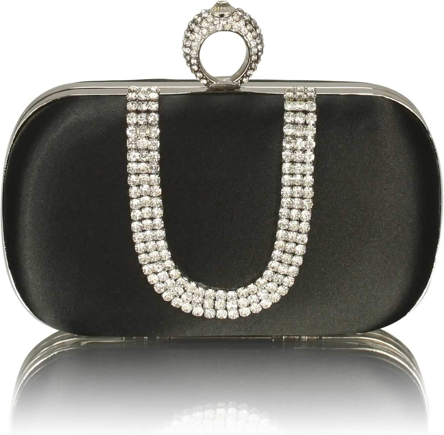 Womens Clutch Bag Ladies Satin Hard Case Clutch Box Designer Purse