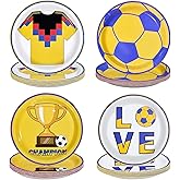 LADVCORP 60 Pcs Soccer Paper Plates - 9" Football Fans Dessert Paper Plates Disposable Yellow and Blue Soccer Platters for Boys Girls Football Theme Party Sport Party Supplies