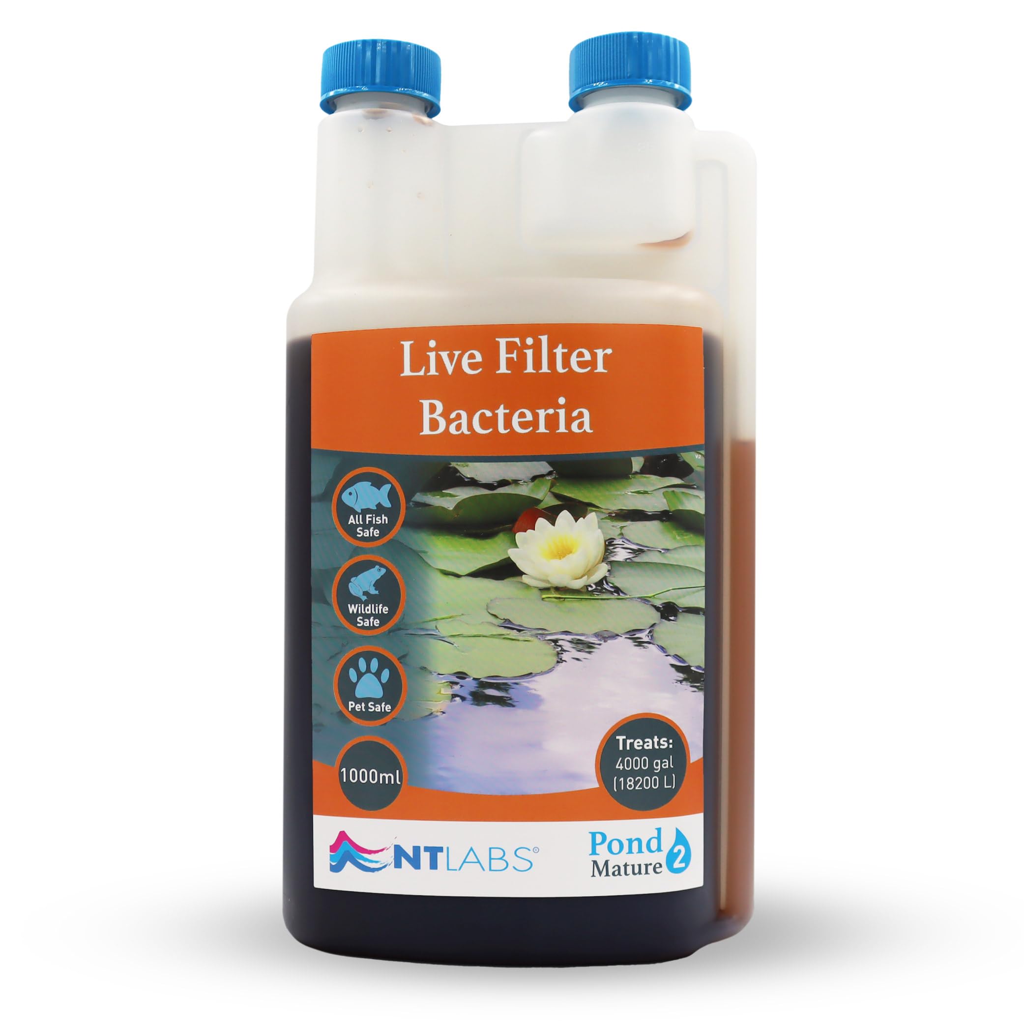 NT Labs Pond Mature, Pond Live Filter Bacteria, Breaks Down Toxic Fish Waste, Prevents Ammonia & Nitrite, Use After Adding New Fish or Cleaning Pond Filter (1000ml - Treats 18,200L)