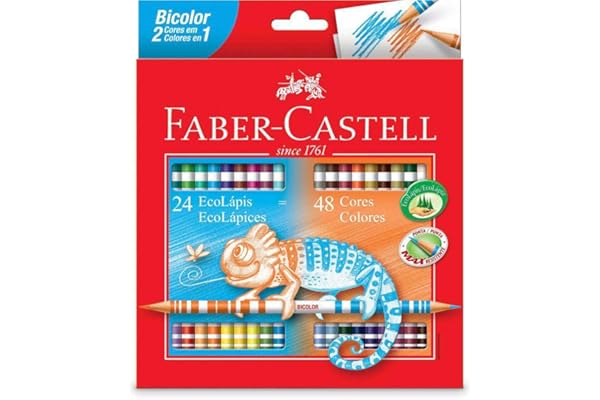 Lápis de Cor Ecolápis Bicolor 24 Lápis/48 Cores Faber Castell