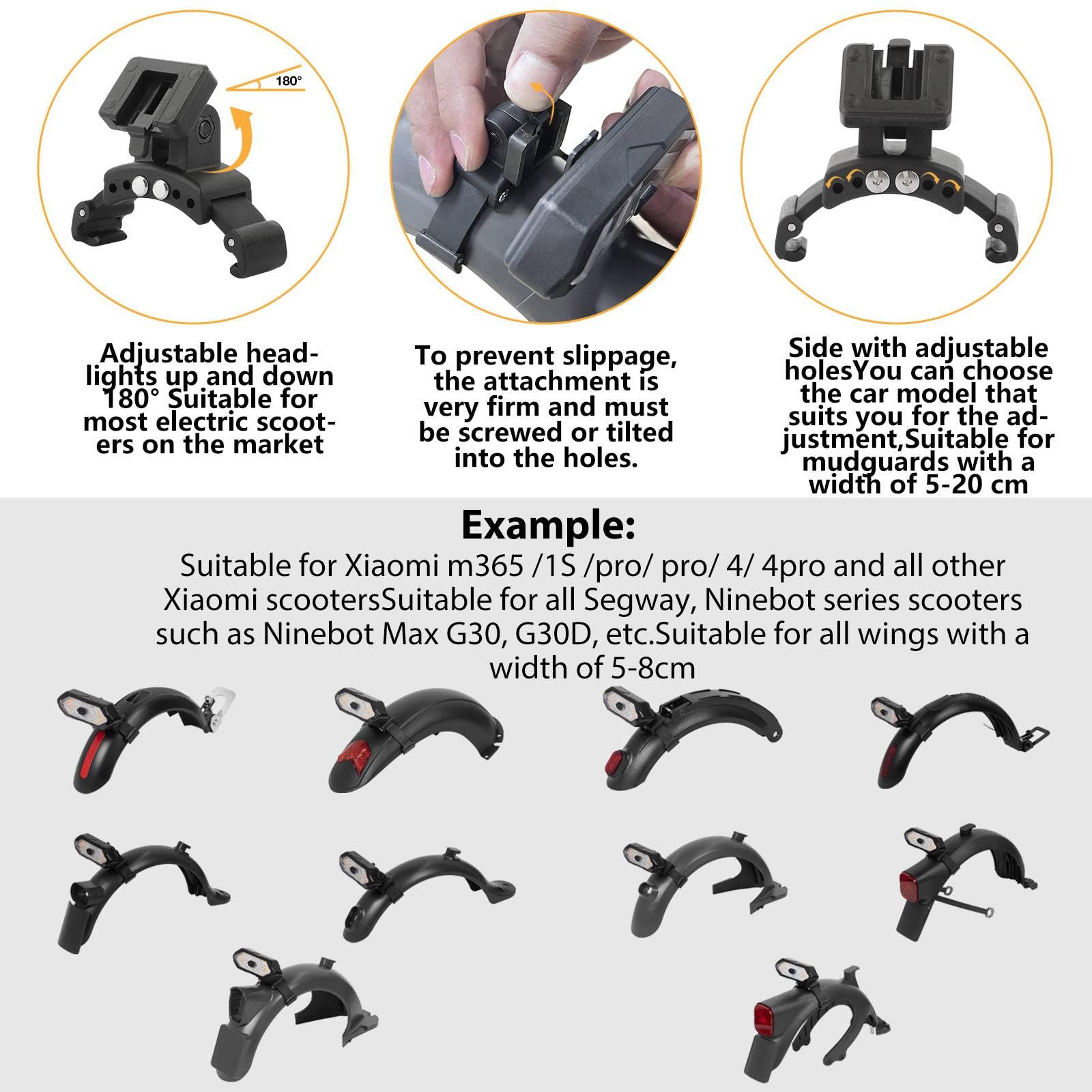 RUISHIKA E Scooter Turn Signal,Remote Control E Scooter LED Blinker/Tail Light Compatible with Max G30/Ninebot/Segway XIAOMI M365/Pro2/1S Series , Adjustable Direction Turn Signal Rechargeable