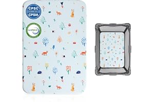 Blissful Diary Pack and Play Mattress, 38x26 Pack N Play Mattresses with Soft Jacquard Cover, High Density Foam Pack N Play Mattress Pad for Baby Toddlers, Portable & Washable, Woodland Animal Pattern