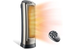 Lasko Oscillating Digital Ceramic Tower Heater for Home with Adjustable Thermostat, Timer and Remote Control, 23 Inches, 1500
