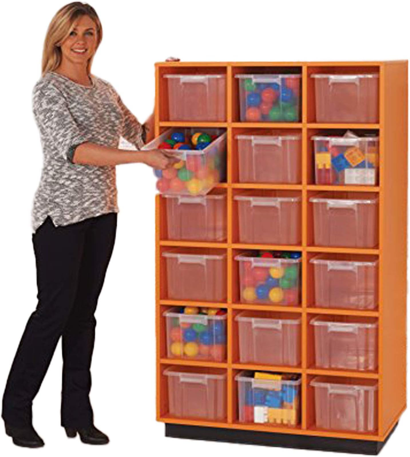 ColourBox Tub Storage Unit/Book, Toy Cabinet with 18 tubs - 11 Unit Colours, incl. (Lime)