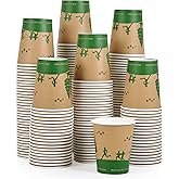 ECOLipak 300 Count Compostable Paper Cups, 8 oz Biodegradable Disposable Paper Coffee Cups with PLA Lined, Eco friendly Hot Drinking Cups for Party, Picnic,Travel,and Events